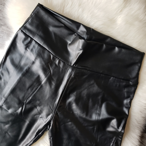 High Waist Slick Faux Leather Leggings - Picture 9 of 15